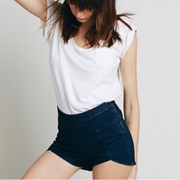 FREE PEOPLE Denim PETAL HEM Jean Shirts High Waist STRETCH 29 - Picture 2 of 7